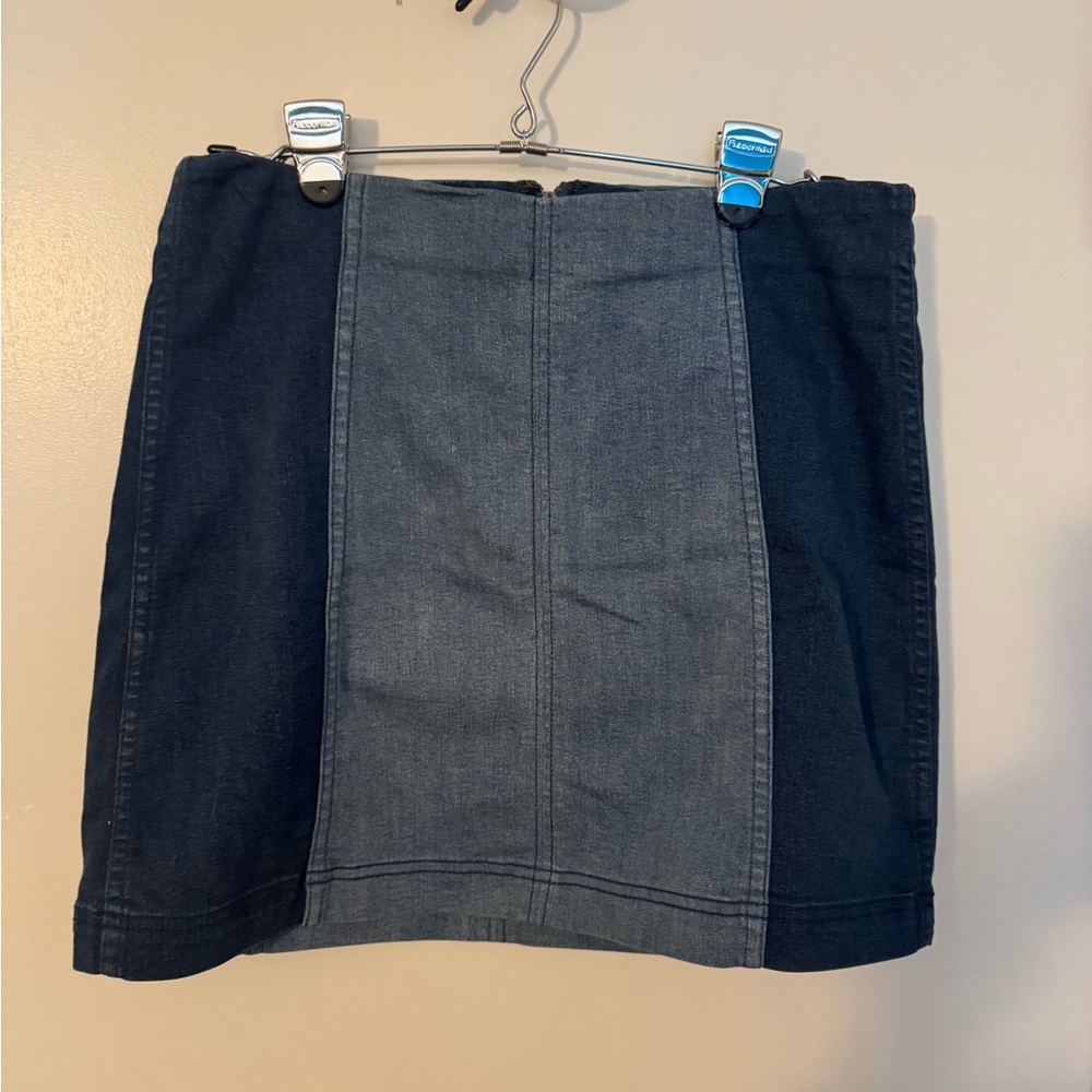 Free People Dark and Light Blue Mini Skirt